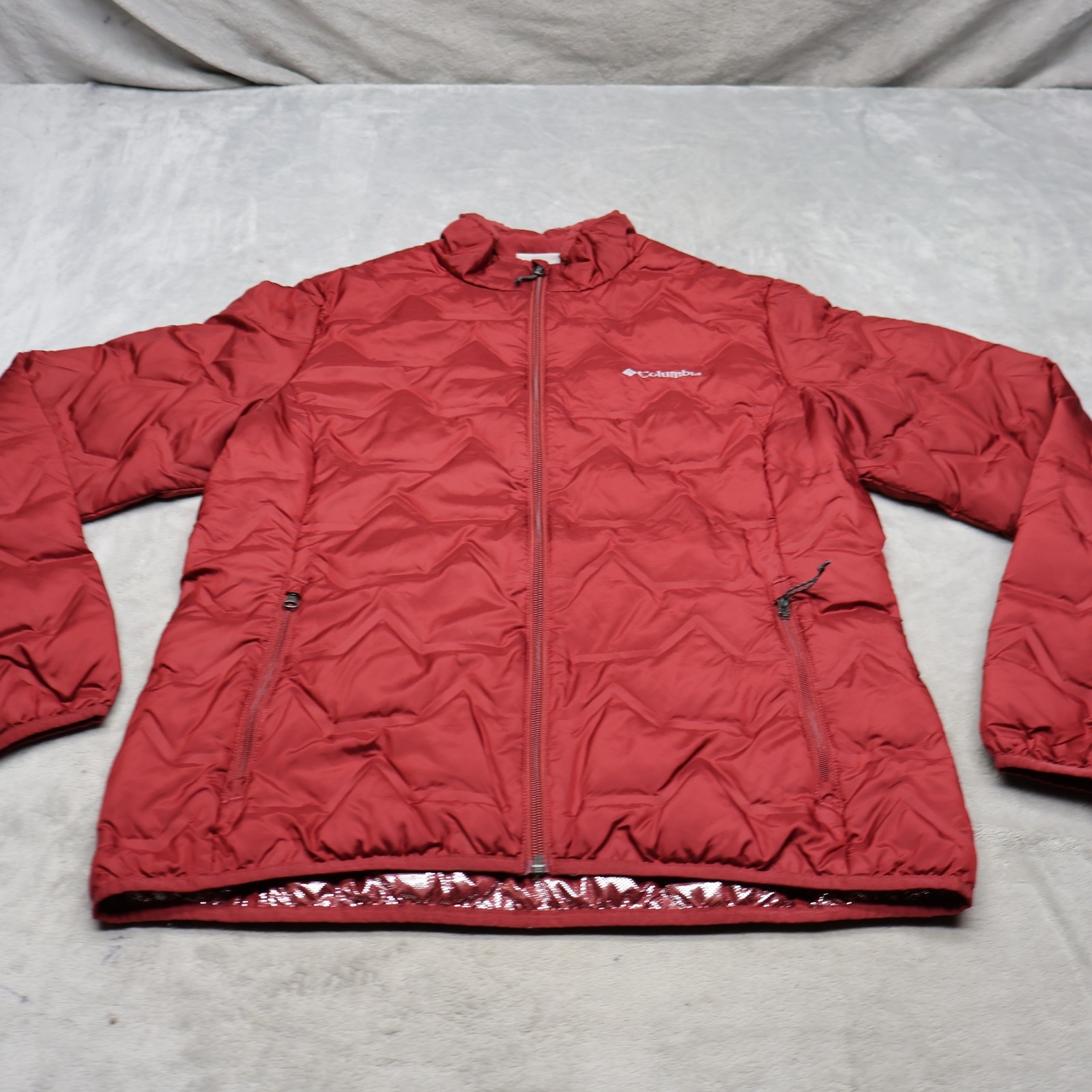 Columbia Down Jacket Women Large Red Delta Ridge Insulated Omni Heat Winter Puff